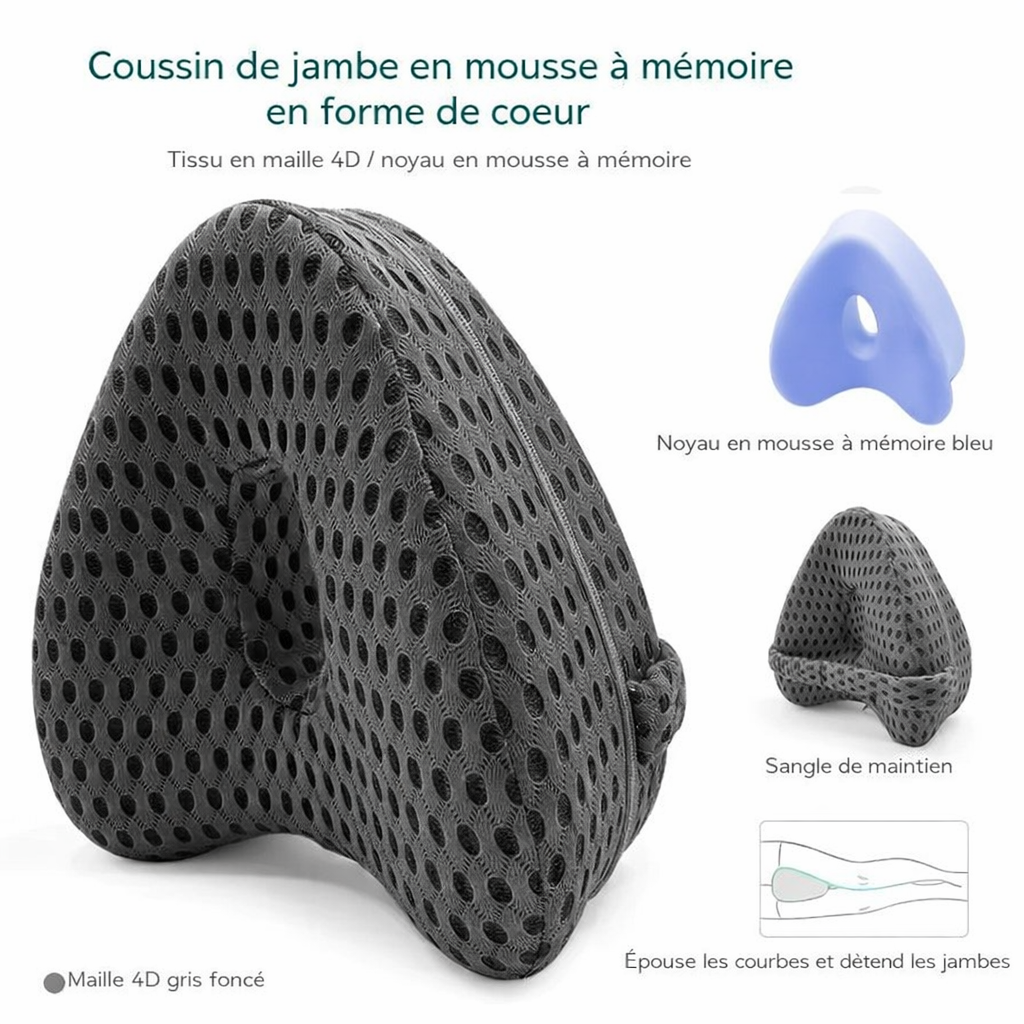 Dites Adieu aux Douleurs ! Oreiller Orthopédique pour Jambes en Mousse à Mémoire de Forme – Confort Absolu Toute la Nuit